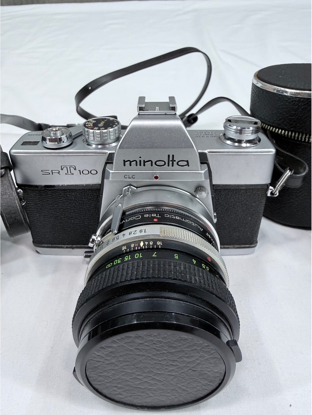 Minolta SRT 100 35mm SLR Film Camera with Two Lenses & Carrying Cases (untested)